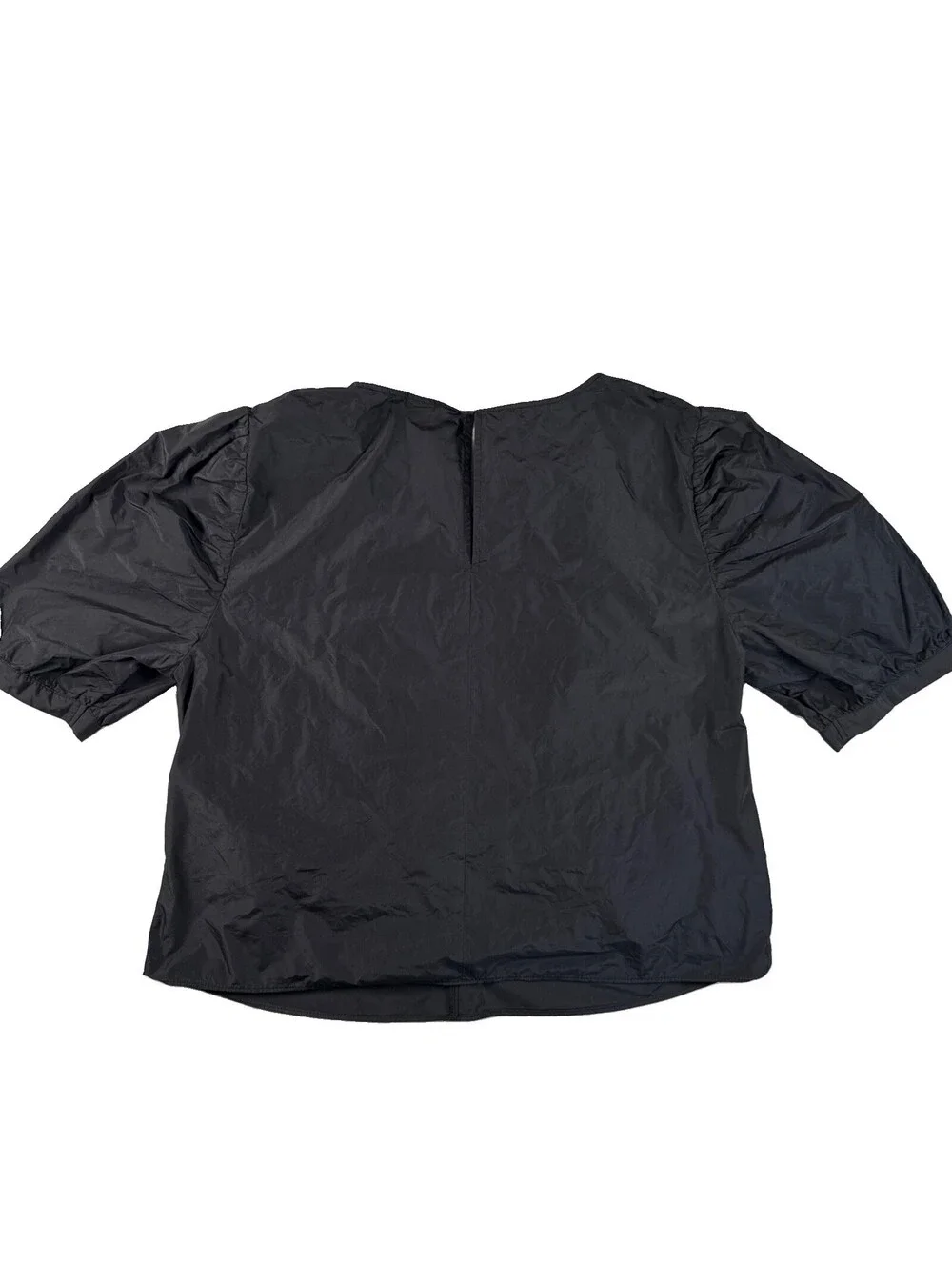 H&M Black Ruched Puff Sleeve Blouse Women's Size 12 Pre Owned